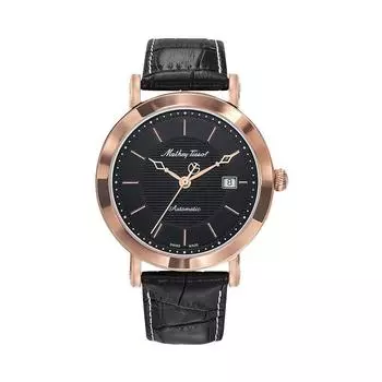 Автоматические мужские часы Mathey-Tissot City с кожаным ремешком и черным циферблатом HB611251ATPN чёрный