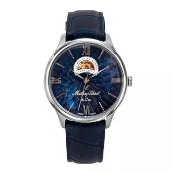 Автоматические мужские часы Mathey-Tissot Edmond Limited Edition с открытым сердцем и синим циферблатом MC1886ABU синий