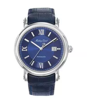 Автоматические мужские часы Mathey-Tissot Renaissance с ремешком из натуральной кожи с синим циферблатом H9030ABU синий