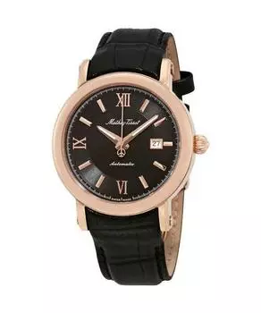 Автоматические мужские часы Mathey-Tissot Renaissance с ремешком из натуральной кожи с черным циферблатом H9030PN чёрный