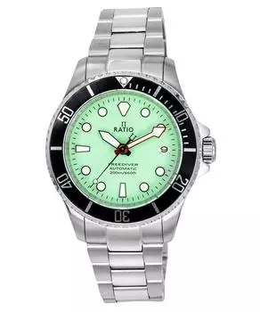 Автоматические мужские часы Ratio FreeDiver с сапфировым стеклом из нержавеющей стали с зеленым циферблатом RTF049 200M зелёный