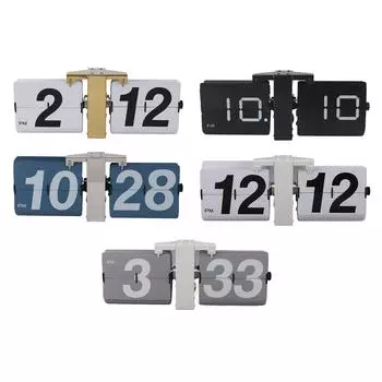 Автоматические механические часы с питанием от батареи, ретро-цифровые часы для настольного компьютера Silver Stand and Blue Flip