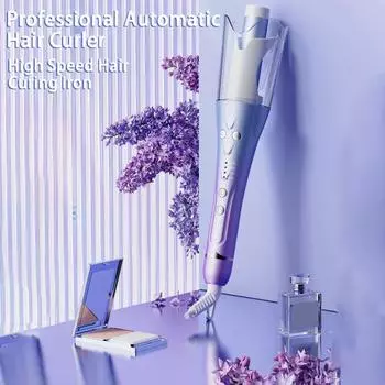 Автоматические щипцы для завивки волос Safe 3 Регулируемый градиент температуры Цвет Автоматические щипцы для завивки волос Прочная укладка Утюжок для завивки с автоматическим отключением Электрические щипцы для завивки волос EU Plug фиолетовый