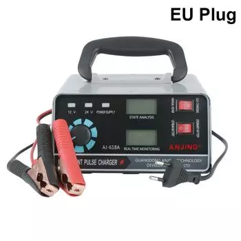 Автоматические зарядные устройства с вилкой европейского/американского стандарта, 12 В/24 В, пятиступенчатые импульсные зарядные устройства для ремонта, 400 Вт, цифровой ЖК-дисплей, влажный, сухой, свинцово-кислотный EU Plug