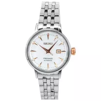 Автоматические женские часы Seiko Presage Cocktail Time Clover Club с бриллиантами и белым циферблатом SRE009J1 белый
