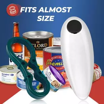 Автоматический электрический консервный нож, открывалка для банок с магнитом, работающая от батареек, консервный нож с одним нажатием, подходит для большинства банок, без помощи рук, для пожилых людей и людей, страдающих артритом 1PCS белый