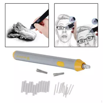 Автоматический электрический ластик с 22 стержнями диаметром 5 мм и диаметром 2,3 мм и набором из 2 зажимов - серый