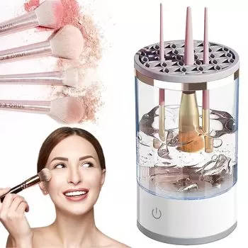 Автоматический электрический очиститель кистей для макияжа Перезаряжаемый ленивый очиститель кистей Быстросохнущий инструмент Машина для очистки кистей 3-в-1 и сушилка