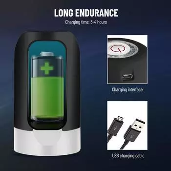 Автоматический электрический водяной насос, диспенсер для воды на галлон, перезаряжаемая универсальная бесшумная бутылка для воды чёрный