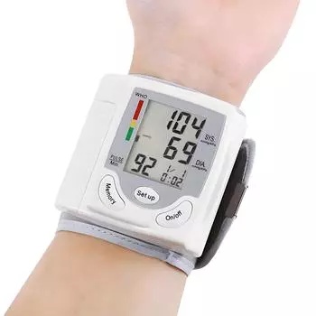 Автоматический электронный тонометр на запястье, домашний сфигмоманометр, тензиометр, ЖК-цифровой измеритель, тонометр, медицинский бытовой прибор белый