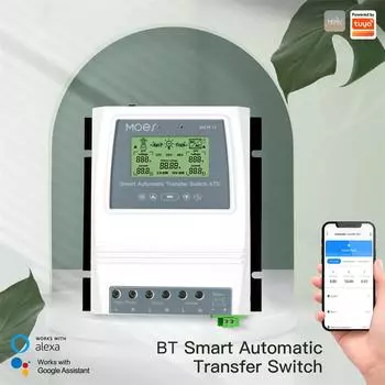 Автоматический ATS двойной переключатель передачи мощности Tuya Smart Solar Charge Controller для солнечной ветровой системы DC 12/24/48V AC 110/220V Only BT Gateway