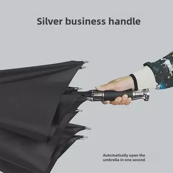 Автоматический большой черный зонт для гольфа с длинной ручкой, настраиваемый логотип, идеально подходит для деловых подарков 27 inches