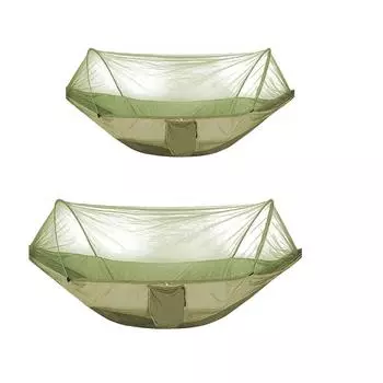 Автоматический быстрооткрытый гамак для кемпинга с москитной сеткой, портативный гамак на открытом воздухе с ремнями для деревьев 250 x 120CM