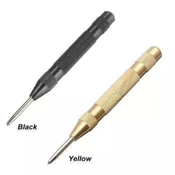 Автоматический центральный пробойник с пружинным механизмом для разметки начальных отверстий жёлтый