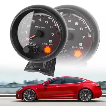 Автоматический датчик с белой подсветкой, автомобильные детали, 3,75-дюймовый автомобильный счетчик, 12 В, тахометр 0-8000 об/мин со светодиодной подсветкой Black