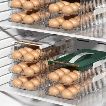 Автоматический держатель для яиц на 1/2/3 яруса, полка для холодильника, контейнер для хранения яиц, кухонный холодильник, диспенсер для яиц, органайзер, лоток