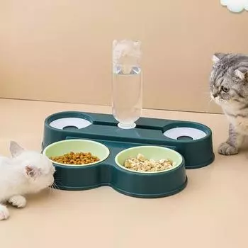 Автоматический диспенсер для воды для домашних животных с двойными чашами, предотвращающими опрокидывание. Не беспокойтесь о разливах. Идеально подходит для аксессуаров для собак и кошек.