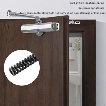 Автоматический доводчик двери Регулируемый Удобный Литой алюминиевый Эффективный Простая установка Прочная конструкция для 14.5cmx3.7cmx5.6cm_90 Degrees