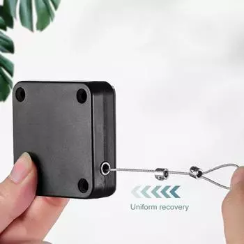 Автоматический доводчик двери со стальной проволокой, регулируемый, без перфорации, самоклеящийся, настенный чёрный