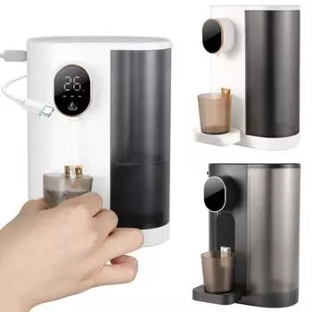 Автоматический дозатор ополаскивателя для полости рта с чашкой, USB-зарядка, 4 уровня дозирования, светодиодный дисплей, 600 мл, настенный дозатор для ополаскивателя для ванной комнаты, настольный белый