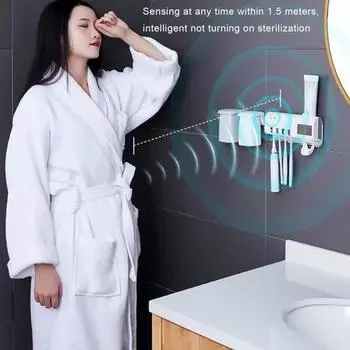 Автоматический дозатор зубной пасты, УФ-дезинфицирующее средство, настенный противоскользящий USB-перезаряжаемый держатель для зубных щеток, дорожный домашний футляр для чистки зубных щеток белый