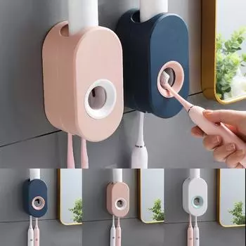 Автоматический дозатор зубной пасты Выдавливатели зубной пасты Пылезащитный держатель зубных щеток Настенная подставка Органайзеры для зубных щеток Ванная комната