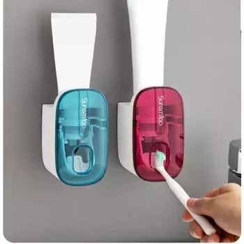 Автоматический дозатор зубной пасты, выдавливатель зубной пасты, пылезащитный держатель зубных щеток, настенное крепление, аксессуары для ванной комнаты, дропшиппинг красный