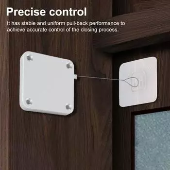 Автоматический дверной доводчик с 1,2-метровым стальным проводом, регулируемый, без перфорации, настенный, для спальни, ванной комнаты A белый
