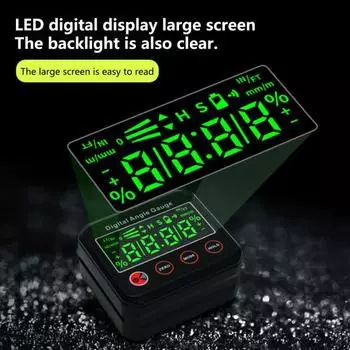 Автоматический флип, прозрачный шрифт, перевернутое чтение, жужжание, 4 единицы, цифровой транспортир, ЖК-подсветка на 360 градусов, магнитное основание, гониометр, измеритель уровня чёрный