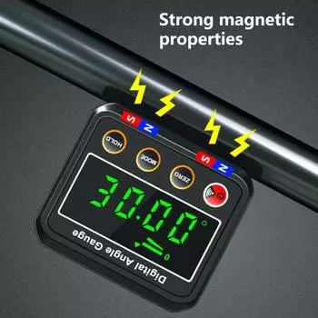 Автоматический флип, прозрачный шрифт, перевернутое чтение, жужжание, 4 единицы, цифровой транспортир, ЖК-подсветка на 360 градусов, магнитное основание, гониометр, измеритель уровня