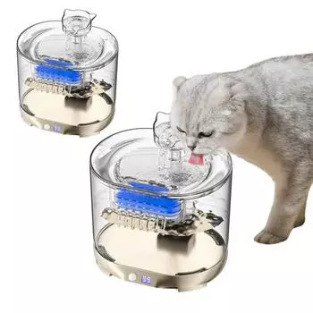 Автоматический фонтан для кошек 2,2 л/74,4 унции, тихий диспенсер для воды для домашних животных, 4-слойный фильтр, прозрачный резервуар для воды, фонтан для кошек с датчиком и зарядной базой