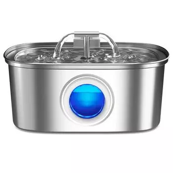 Автоматический фонтан для кошек из нержавеющей стали объемом 3,2 л с окошками уровня воды и бесшумным насосом для питья нескольких домашних животных