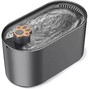 Автоматический фонтанчик для кошек и собак объемом 3000 мл с фильтром, светодиодный, светло-серый