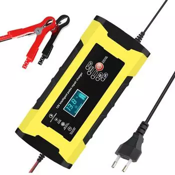 Автоматический импульсный ремонт, цифровой ЖК-дисплей, аксессуары, 12 В, 10 А, интеллектуальная быстрая зарядка, автомобильное зарядное устройство для мотоцикла, автоматическое умное быстрое зарядное устройство EU