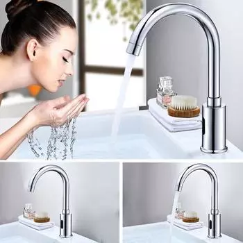 Автоматический инфракрасный сенсорный смеситель для раковины, индукционный водопроводный кран, одинарный кран для холодной воды, монтируемый на палубе