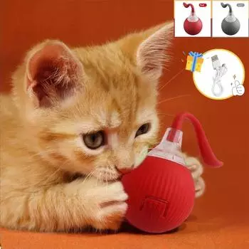 Автоматический катящийся мяч для кошек, интерактивные игрушки-мячи, автоматический катящийся мяч, искусственный хвост, перезаряжаемая умная электрическая игрушка для питомцев, дрессировка собак и кошек, имитация мыши Matches the image