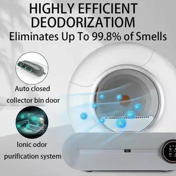 Автоматический кошачий туалет Большой кошачий туалет Закрытый дезодорирующий самоочищающийся умный лоток Аксессуары для кошек Товары для животных European Plug белый