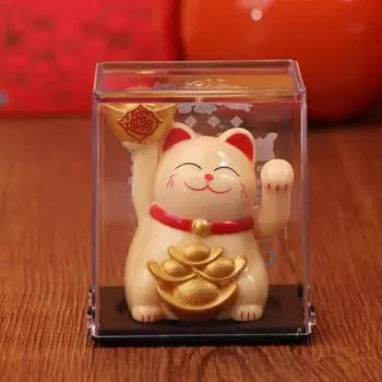 Автоматический машущий кот на солнечных батареях, приносящий удачу, кот, приносящий удачу, для украшения дома, офиса, украшения автомобиля, подарок на день рождения жёлтый