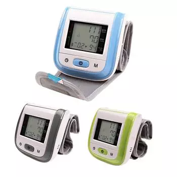 Автоматический монитор артериального давления на запястье: Набор для измерения артериального давления с манжетой Bp - детектор нерегулярного сердцебиения, функция памяти на 99 показаний и большой дисплей синий