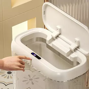 Автоматический мусорный бак для кухни Водонепроницаемая корзина для мусора Бесконтактный мусор для ванной комнаты black