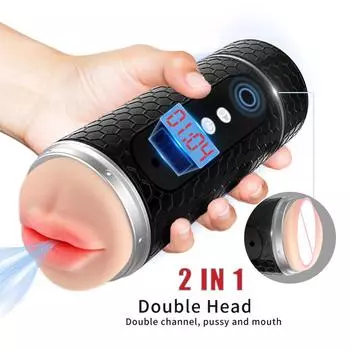 Автоматический мужской мастурбатор, чашка, вибратор с таймером, двухканальная вагина, карманная чашка для мастурбации, секс-игрушки для мужчин, товары для взрослых 21.5cm