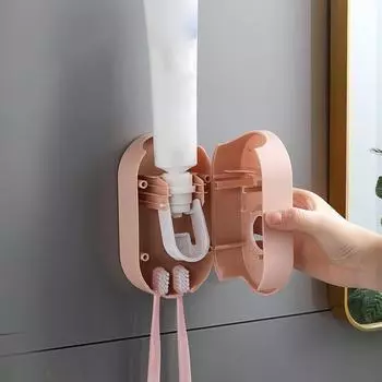 Автоматический набор для выдавливания зубной пасты, настенный держатель для зубных щеток, пылезащитный настенный выдавливатель зубной пасты небесно-голубой