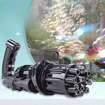 Автоматический нагнетатель мыльной воды с 10 отверстиями, электрический пистолет-пушка Гатлинга, машина для мыльных пузырей для детей, летний пляж, детские игрушки для улицы чёрный