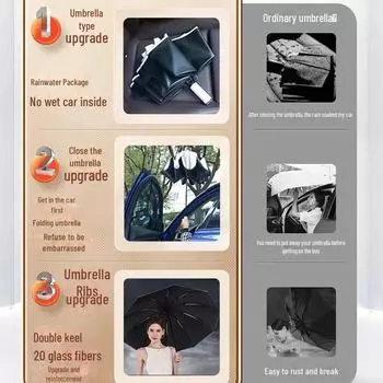 Автоматический обратный зонт: Большой, двойного назначения: от солнца и дождя, защита от УФ-излучения