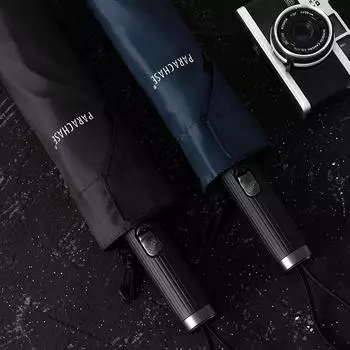 Автоматический обратный зонт ветрозащитный, перевернутый складной зонт для дождя, 8-реберный прочный зонт для гольфа Parachase, чёрный