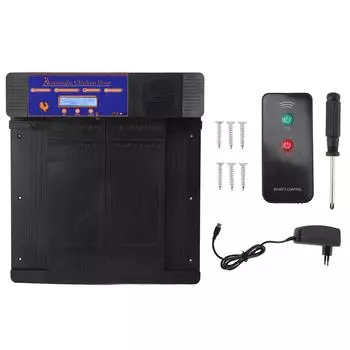 Автоматический открыватель двери курятника с дистанционным управлением и двойным открыванием. Электрическая дверь для курятника 100?240В чёрный