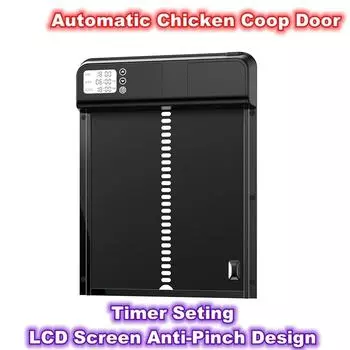 Автоматический открыватель двери курятника с настройкой таймера и ЖК-экраном, противозащемляющая конструкция, полностью алюминиевая дверь для курятника