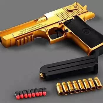 Автоматический пистолет непрерывного огня Desert Eagle Gold с мягким пулеметом и метательным корпусом HY7711E