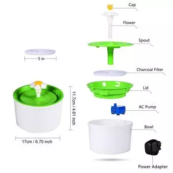 Автоматический питьевой фонтанчик электрический фильтр для домашних животных собак кошек зеленый с