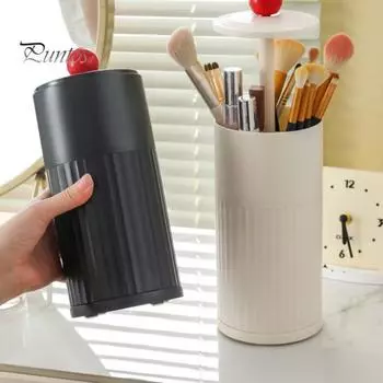 Автоматический подъемный держатель для кистей для макияжа с крышкой, пылезащитный органайзер для косметических кистей для туалетного столика, большой контейнер с крышкой, практичные кисти для макияжа белый